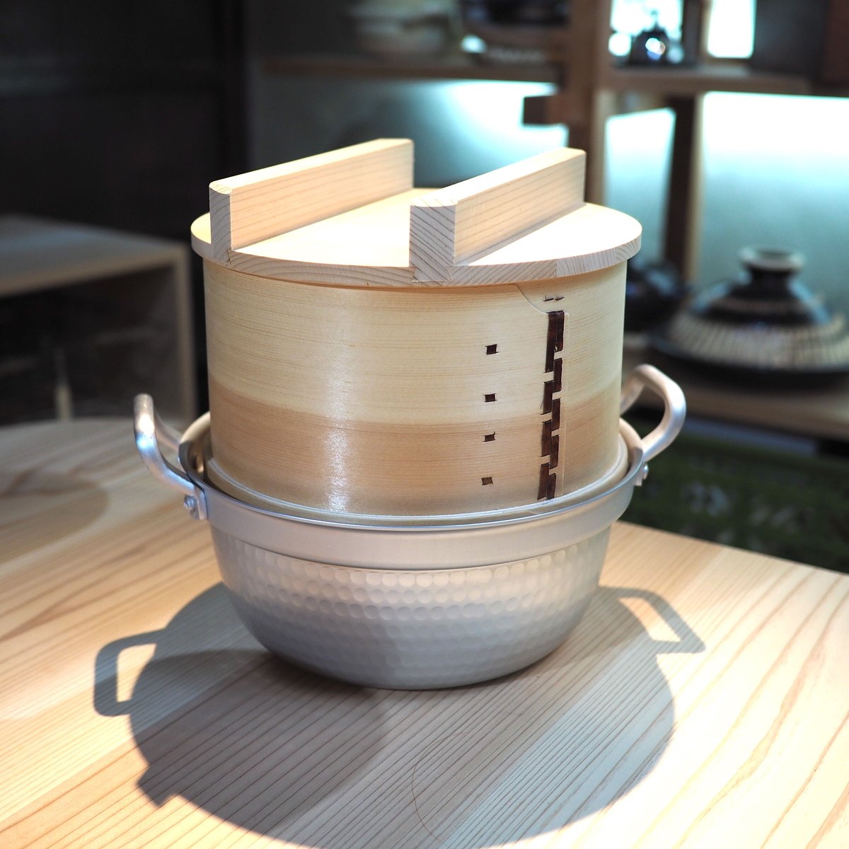 鍋付き 和せいろ 新品未使用 （和蒸籠（和せいろ）径21センチ アルミ段 