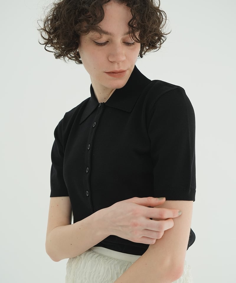 CLANE - SHOULDER PADS POLO KNIT TOPS【18106-2192