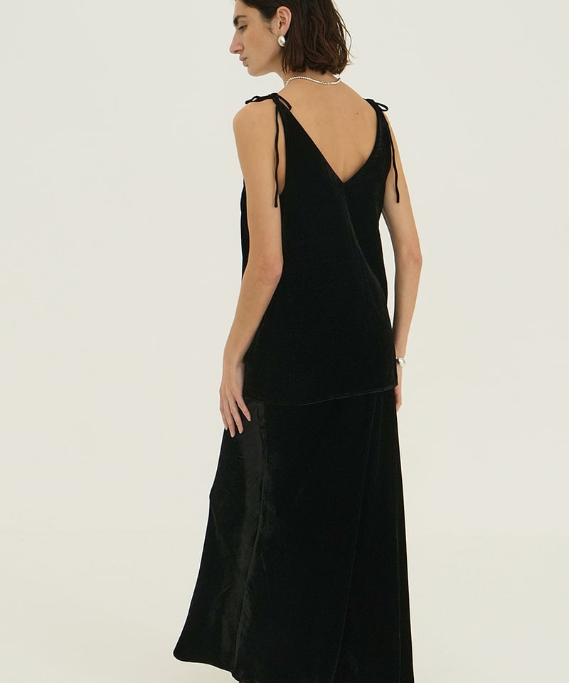 【新品】VELOUR SHOULDER RIBBON CAMISOLE TOPS CLANE - VELOUR SHOULDER RIBBON CAMISOLE TOPS【18