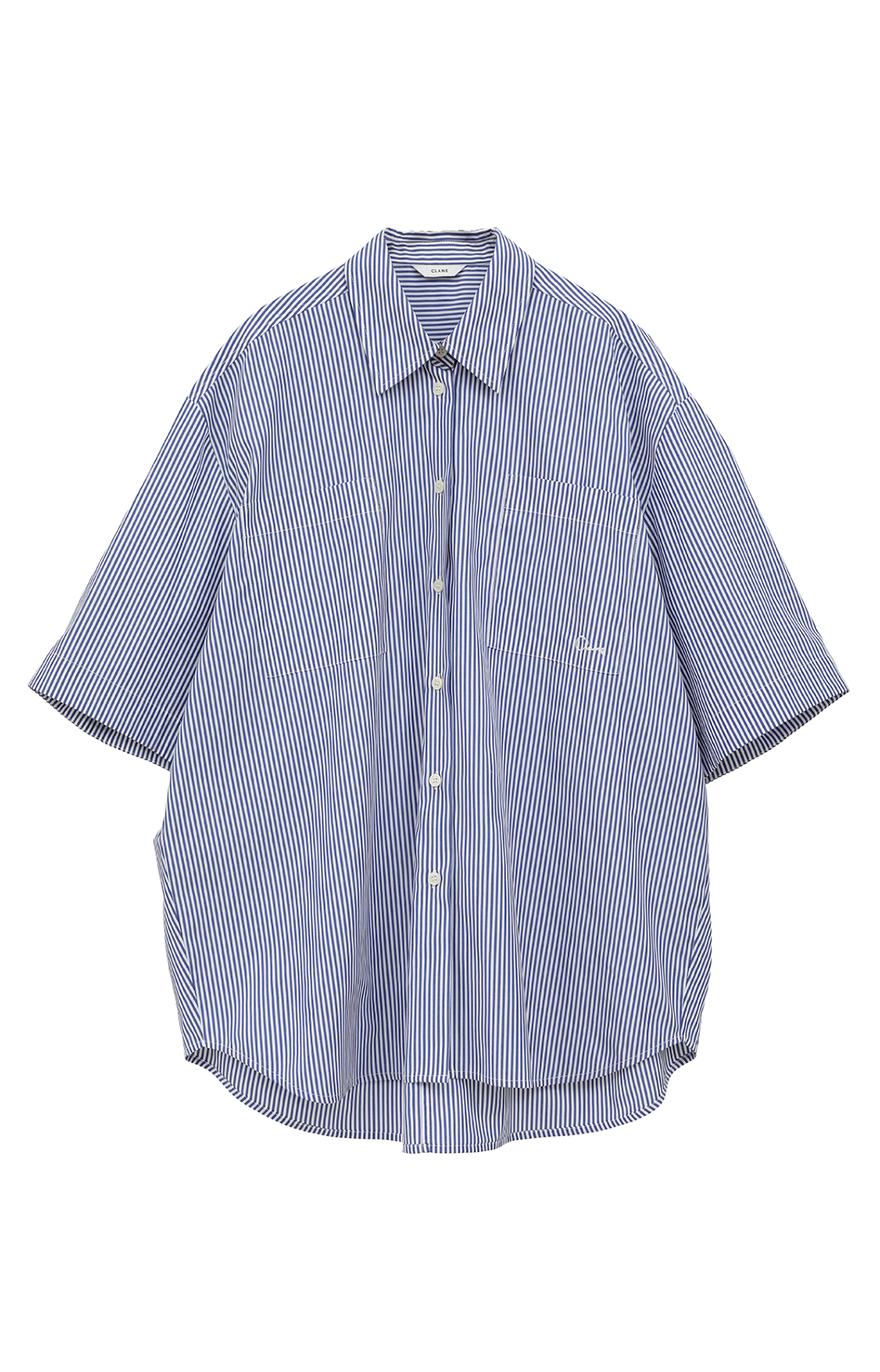 クラネ 美品 HALF SLEEVE HUGE SHIRTS コットン トップス レディース ブルー×ホワイト 1 18122ー4202 25SS 1 CLANE - HALF SLEEVE HUGE SHIRTS【18122-4202】 | T