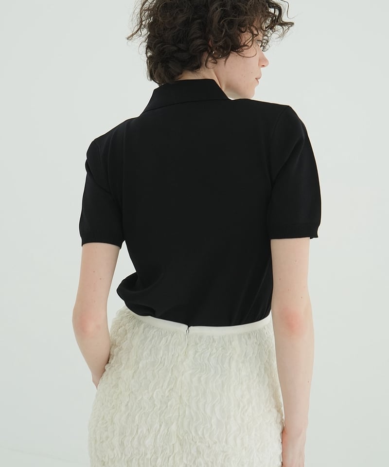 CLANE - SHOULDER PADS POLO KNIT TOPS【18106-2192