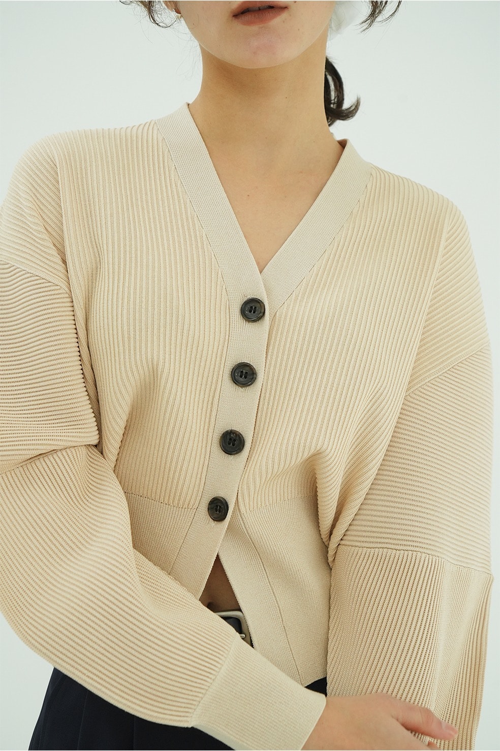 CLANE - CURVED SLEEVE KNIT CARDIGAN【10106-2073】