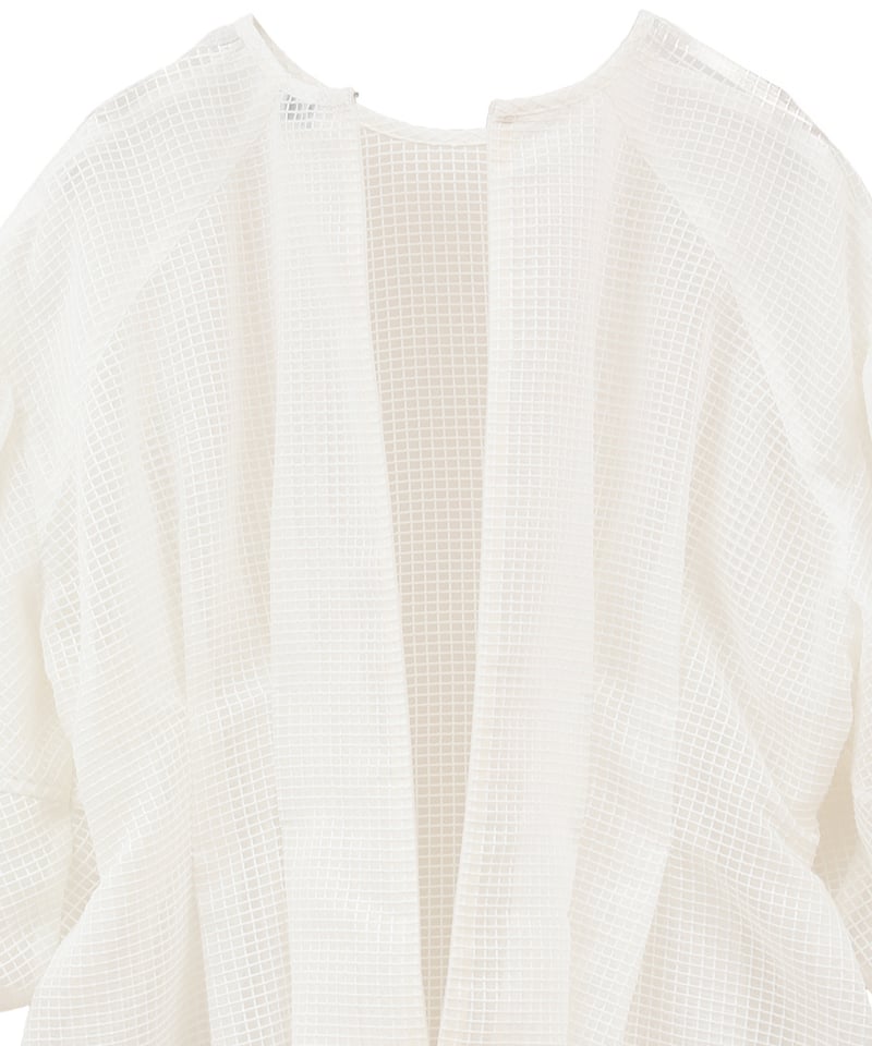 CLANE - SHEER PLAID VOLUME SLEEVE TOPS【18122-41