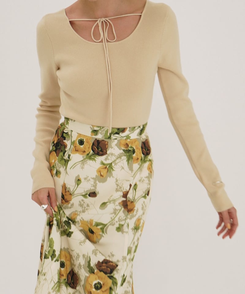 CLANE - SCARF FLOWER MERMAID SKIRT【18109-6022】 CLANE - SCARF FLOWER MERMAID SKIRT【18109-6022】