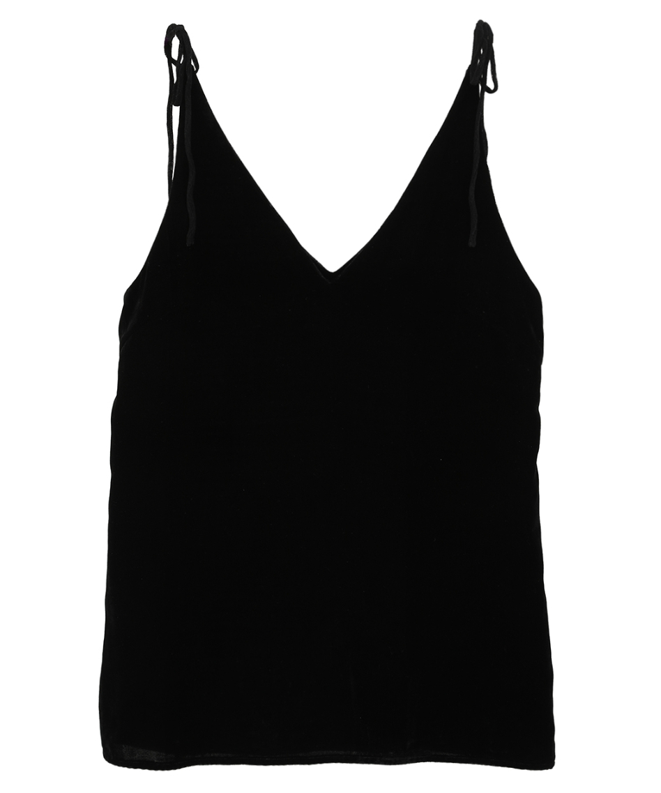 CLANE - VELOUR SHOULDER RIBBON CAMISOLE TOPS【18