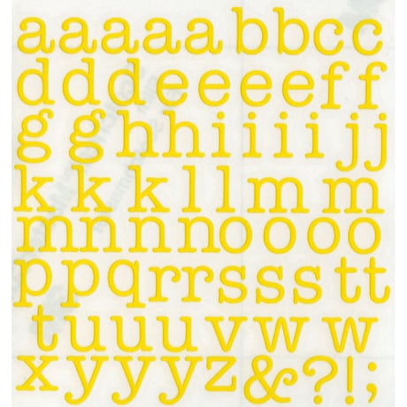 スコッチカルインレタシート　15mmセットパック　書体  アメリカンタイプライターM　小文字　Ａ１８０７Ｓ－１５　ブライトイエロー