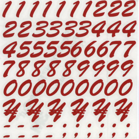 スコッチカルインレタシート　15mmセットパック　書体  ﾌﾞﾗｯｼｭｽﾌﾟﾘｸﾄ　数字　Ｂ７２００N－６３　ゼラニウム