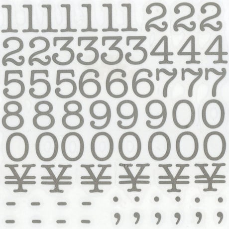 スコッチカルインレタシート　15mmセットパック　書体  アメリカンタイプライターM　数字　Ａ１８０７N－１２０　シルバーメタリック