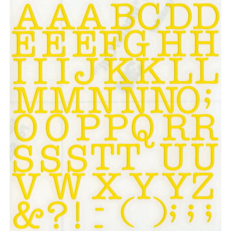 スコッチカルインレタシート　15mmセットパック　書体  アメリカンタイプライターM　大文字　Ａ１８０７Ｌ－１５　ブライトイエロー