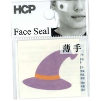 ハロウィンフェイスシール　ＦＡＨＡ－０２９　魔女ハット紫　　45mm×40mm