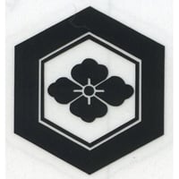スコッチカル家紋シール　亀甲花菱　黒　 ＳＣＫ－０９７　約35mm