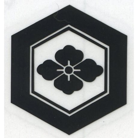 スコッチカル家紋シール　亀甲花菱　黒　 ＳＣＫ－０９７　約35mm