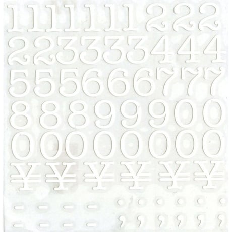 スコッチカルインレタシート　15mmセットパック　書体  アメリカンタイプライターM　数字　Ａ１８０７N－００１　ホワイト（００１裏グレー）