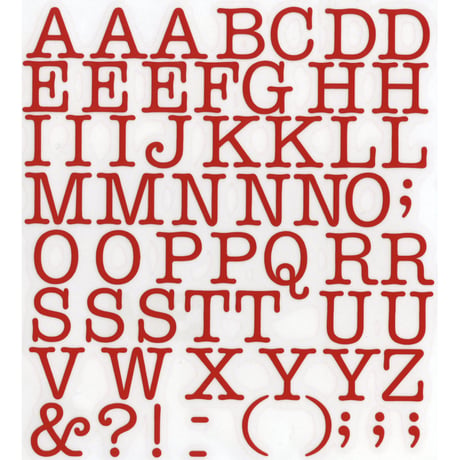 スコッチカルインレタシート　15mmセットパック　書体  アメリカンタイプライターM　大文字　Ａ１８０７Ｌ－１３　トマトレッド