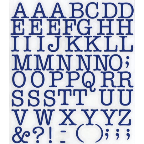 スコッチカルインレタシート　15mmセットパック　書体  アメリカンタイプライターM　大文字　Ａ１８０７Ｌ－３７　サファイアブルー