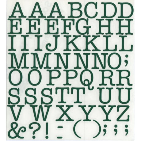 スコッチカルインレタシート　15mmセットパック　書体  アメリカンタイプライターM　大文字　Ａ１８０７Ｌ－５６　ダークグリーン