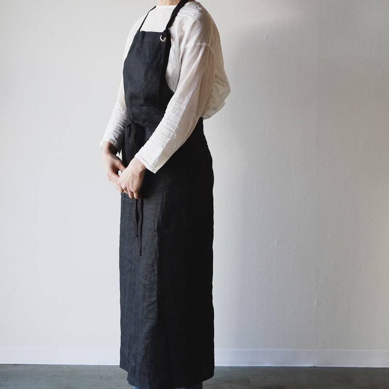ハンドメイドエプロン Zero Apron Linen BK | cosaji 食 暮らし こだわり 台所 つくば
