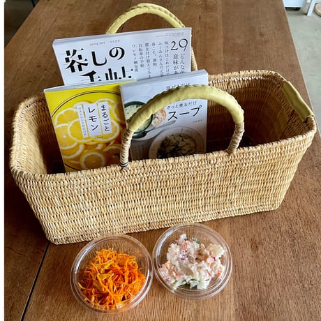 warang wayan ストローかごバッグ 浅型 黄　L