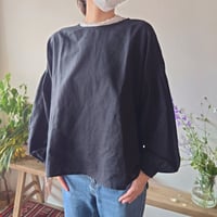 ギャザースリーブ　スモック　black