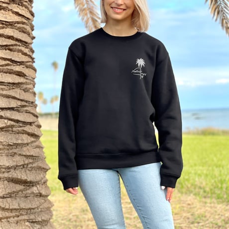 Sweat-top "Palm tree" - Black 裏起毛