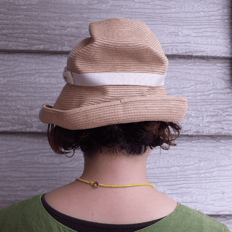 mature ha. BOXED HAT 11cm brim plain tape（natural ×ivory）paper