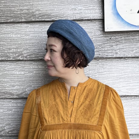 mature ha. デニムベレー paper linen braid denim beret