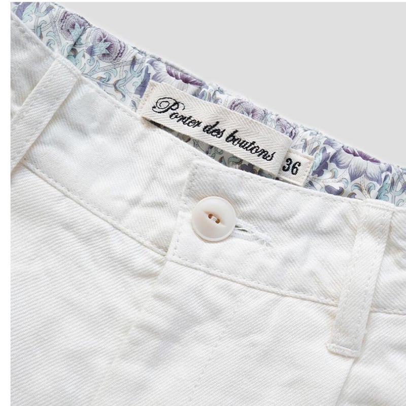 Porter des boutons リネンデニムパンツ（カラー：アイボリー） | moln