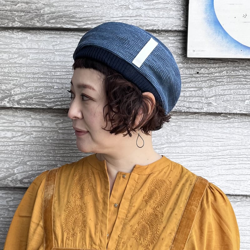 mature ha. デニムベレー paper linen braid denim beret