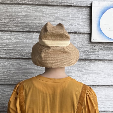 mature ha.  BOXED HAT 11cm brim switch color line wide （ivory）paper
