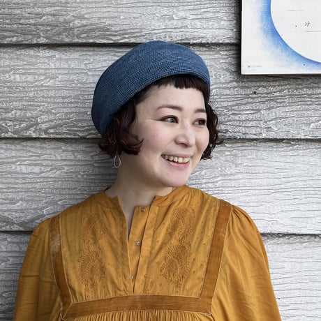 mature ha. デニムベレー paper linen braid denim beret