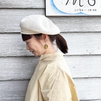 mature ha. シルクベレー beret top gather big silk（カラー：アイボリー）