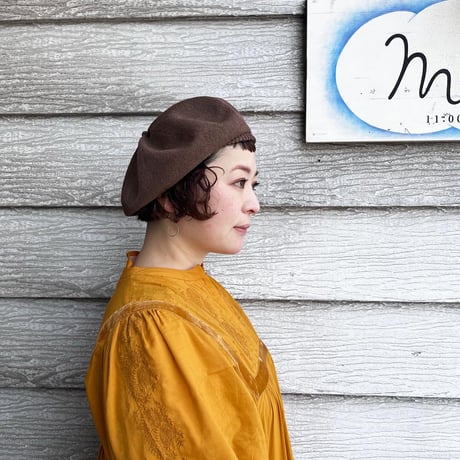 mature ha. シルクベレー beret top gather big silk（カラー：ピンクブラウン）