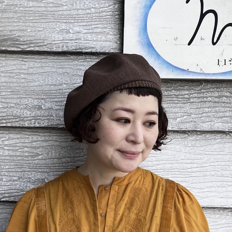 mature ha. シルクベレー beret top gather big silk（カラー：ピンクブラウン）