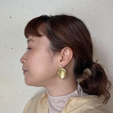 PLANTS ピアス（淡水パール・アジサイ葉）片耳