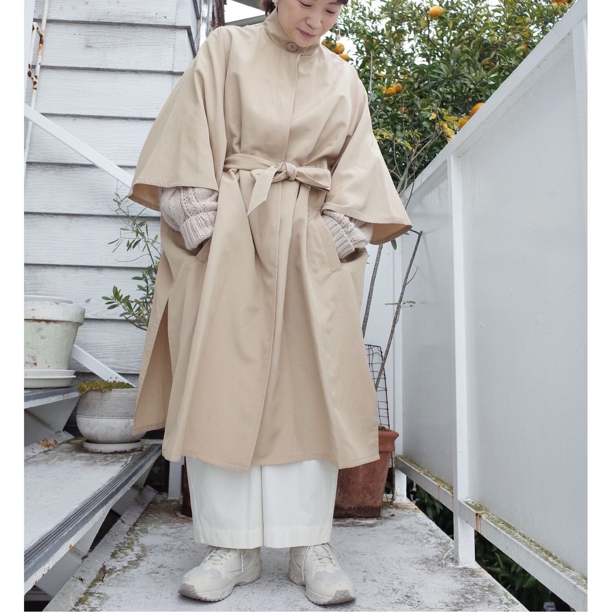 【中古】Porter des boutons ベージュ ロングコート 中古】Porter des boutons ベージュ ロングコート