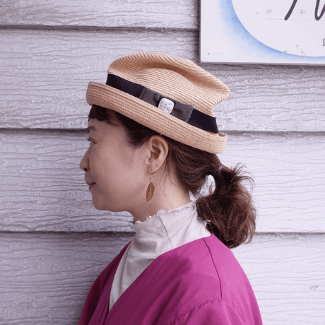 mature ha. ボックスハット mature ha BIRDS WORDcollaboration BOXED HAT raffia 7cm brim