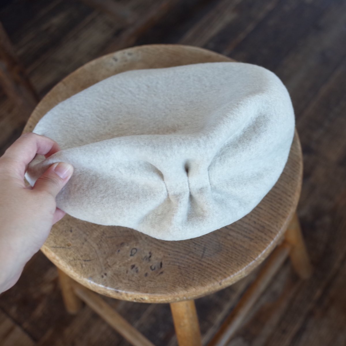 mature ha. タックギャザーリブベレー ライトベージュ mature ha.(マチュアーハ)タックギャザーリブベレー“beret