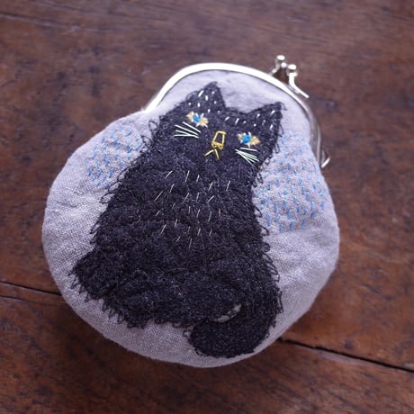 hiki  黒猫gamakuchi（カラー：グレー）