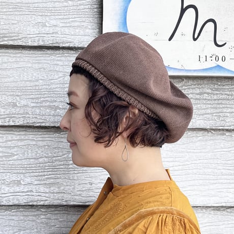 mature ha. シルクベレー beret top gather big silk（カラー：ピンクブラウン）