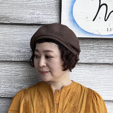 mature ha. シルクベレー beret top gather big silk（カラー：ピンクブラウン）