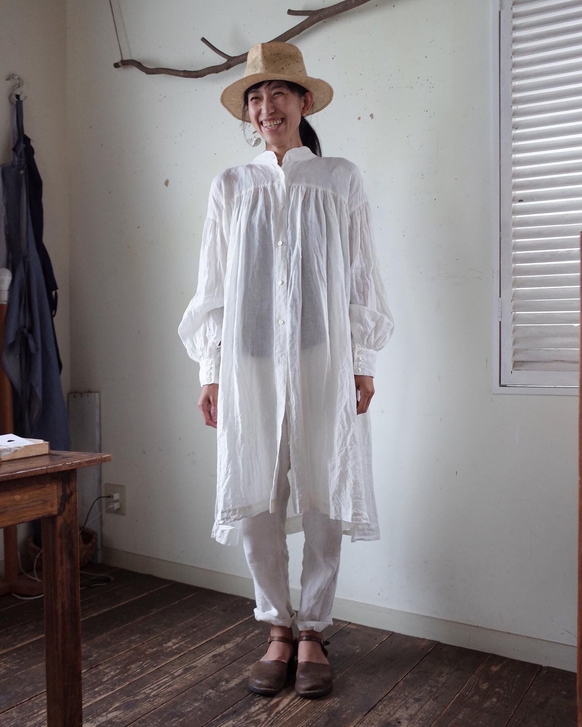 専用です　　スタンドネックウエストギャザーワンピース 176677356_o1.png?