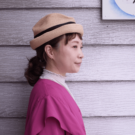 mature ha. ボックスハット mature ha BIRDS WORDcollaboration BOXED HAT raffia 7cm brim