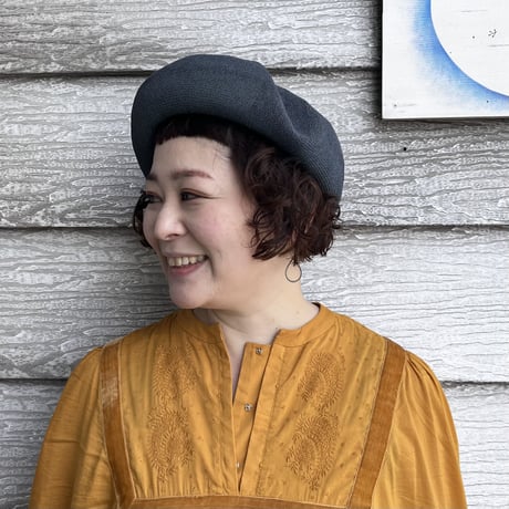 mature ha. シルクベレー beret top gather big silk（カラー：グレー）