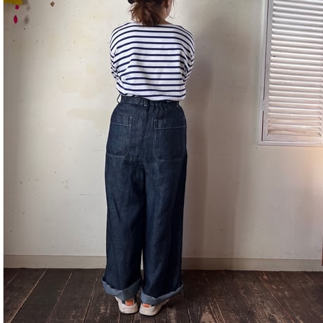 Porter des boutons リネンデニムパンツ（カラー：インディゴ）