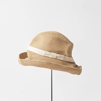 mature ha. BOXED HAT 11cm brim plain tape（mix brown ×ivory）paper