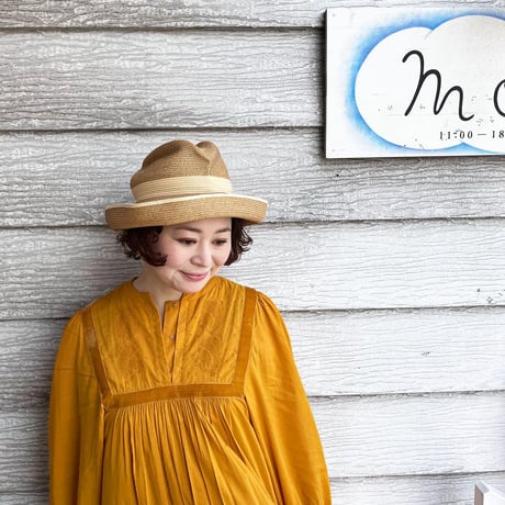 mature ha.  BOXED HAT 11cm brim switch color line wide （ivory）paper