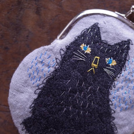 hiki  黒猫gamakuchi（カラー：グレー）