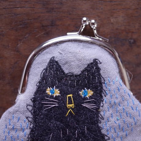 hiki  黒猫gamakuchi（カラー：グレー）
