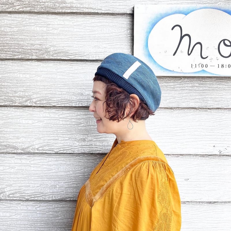 mature ha. デニムベレー paper linen braid denim beret