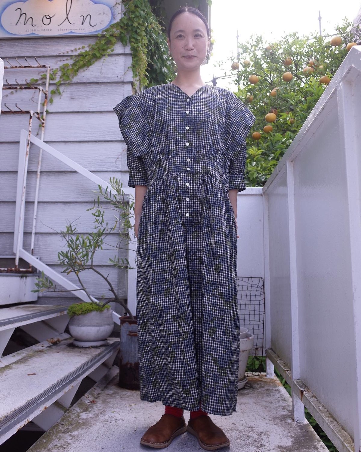 Porter des boutons/ギンガム×リバティオールインワン　先染め fit=scale-down,w=1200